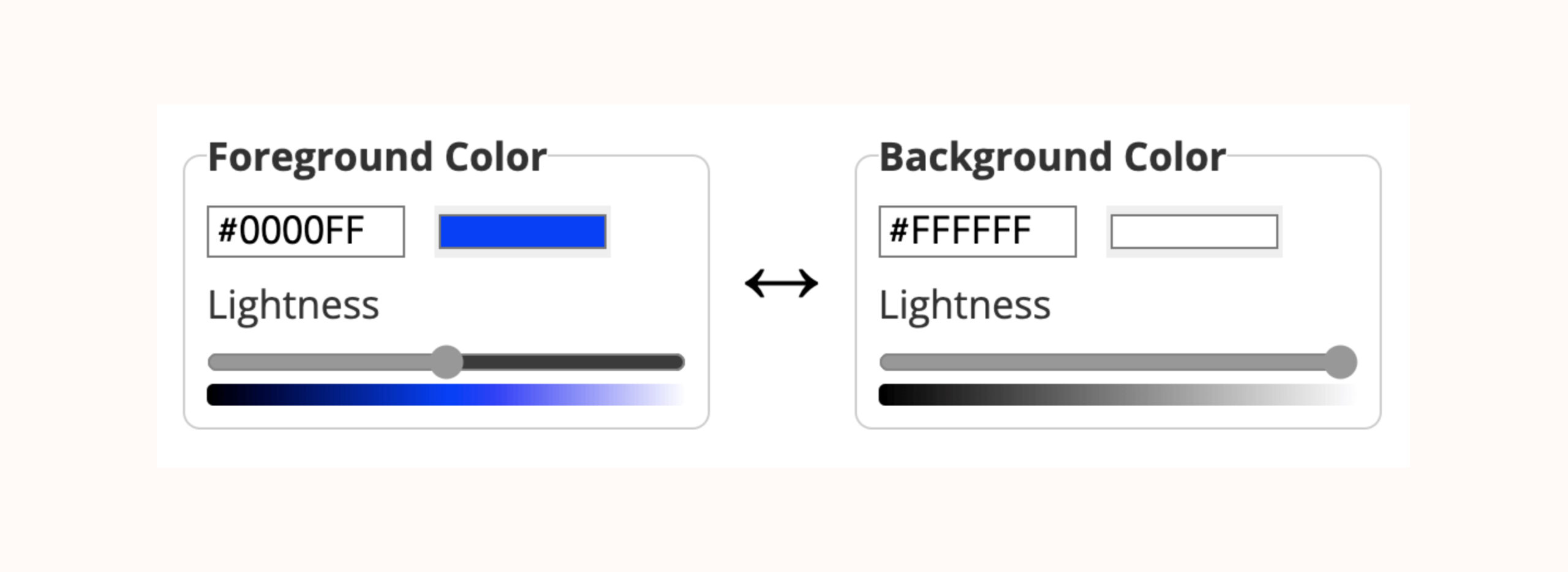 Screenshot of the contrast checker. Foreground and background colors can be entered.