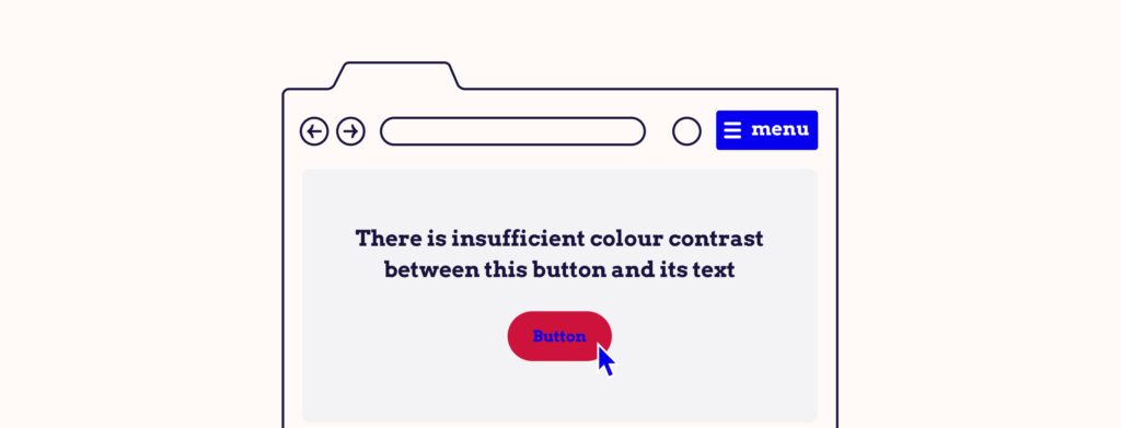 Insufficient colour contrast between a button colour and its text.