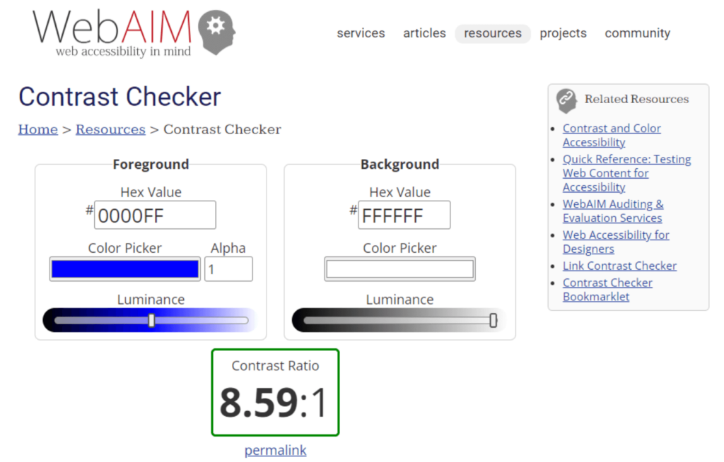 WebAIM Contrast Checker.