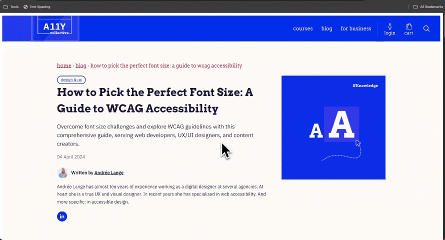 How the text spacing bookmarklet works on websites