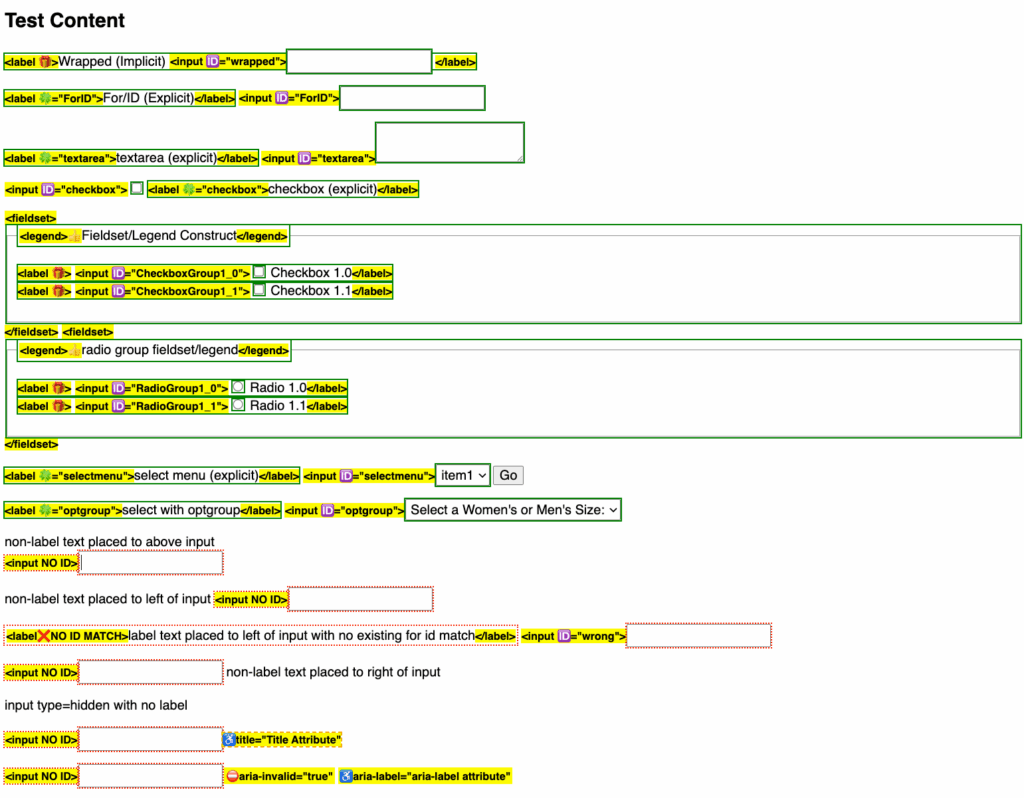 Example of the form label bookmarklet